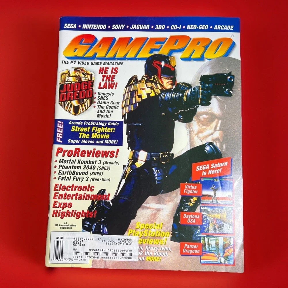 Game Pro Magazine July 1995 Judge Dredd Snapple Tatoo Earthbound Insert